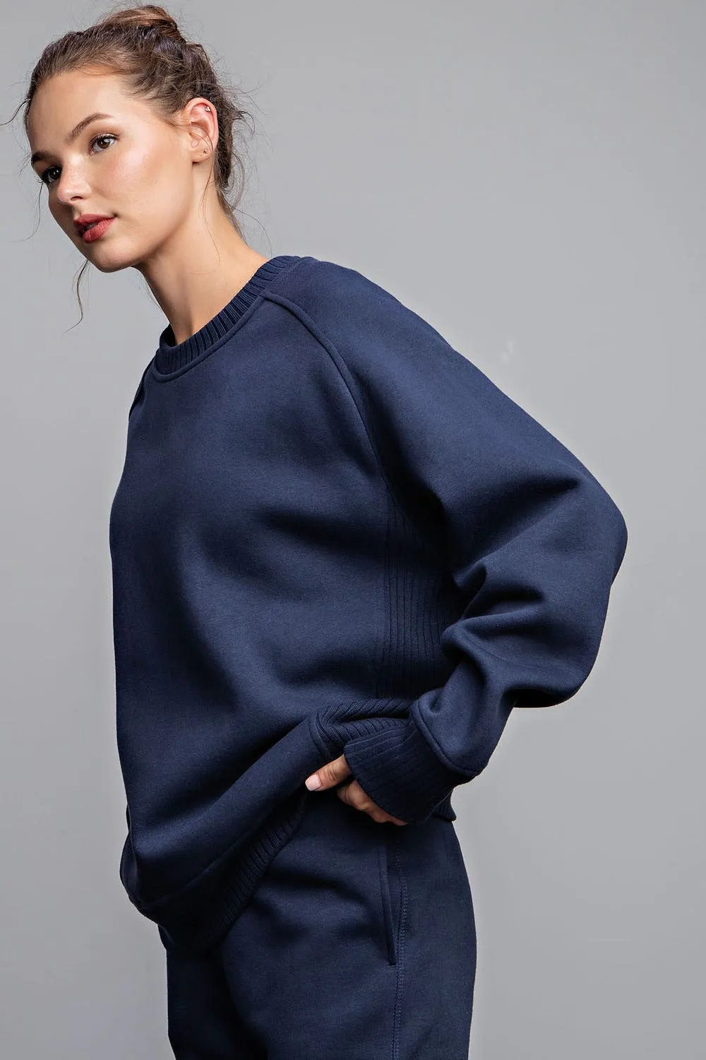 Navy Blue Pullover Terry Crewneck sold by Pinkblush product image thumbnail 2