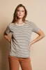Beige Striped Short Sleeve Top sold by Pinkblush
