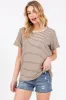 Beige Striped Short Sleeve Top sold by Pinkblush