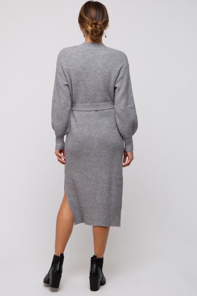 Heather Grey Side Slit Sweater Midi Dress sold by Pinkblush product image thumbnail 3