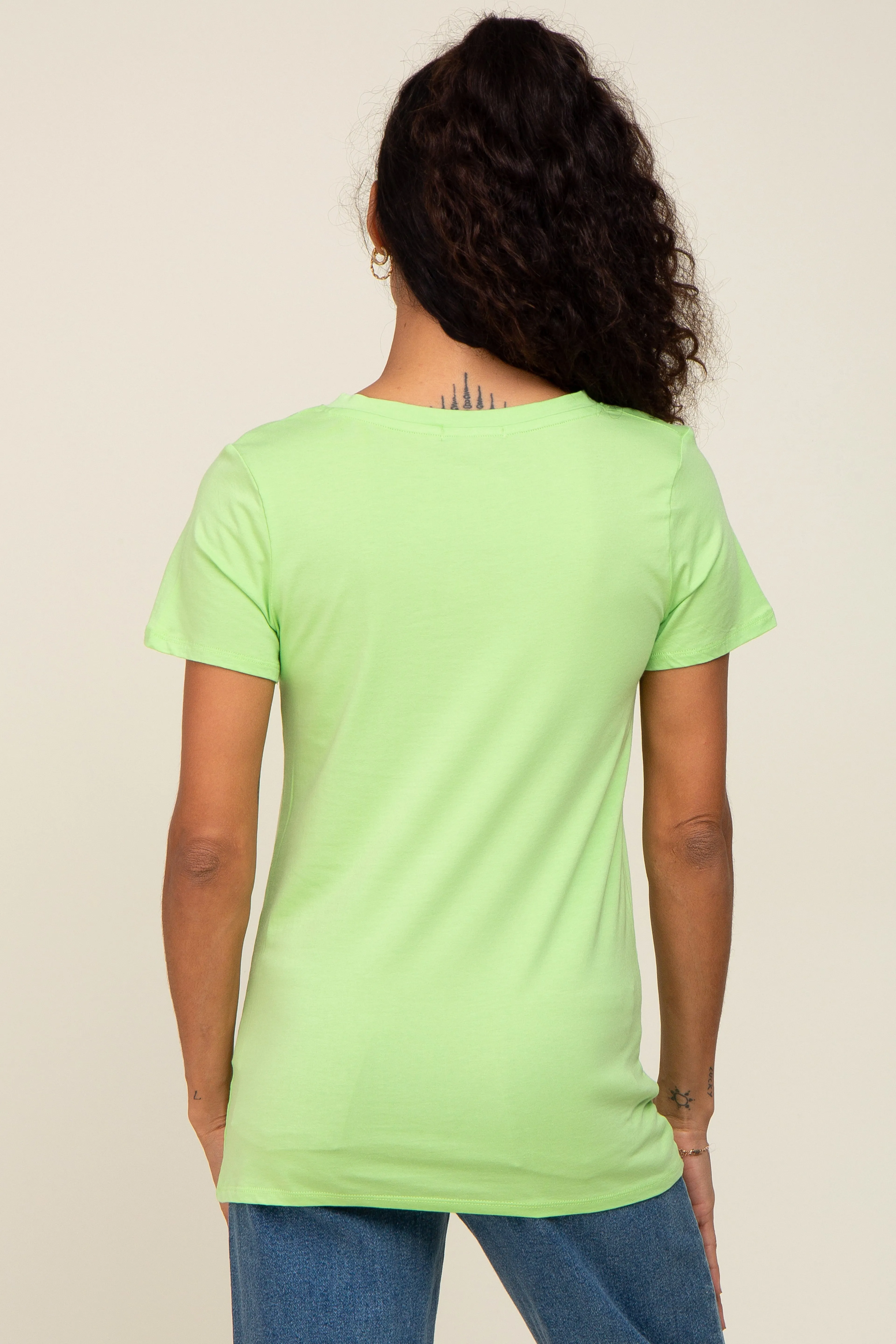 Lime Basic V-Neck Tee sold by Pinkblush product image thumbnail 3