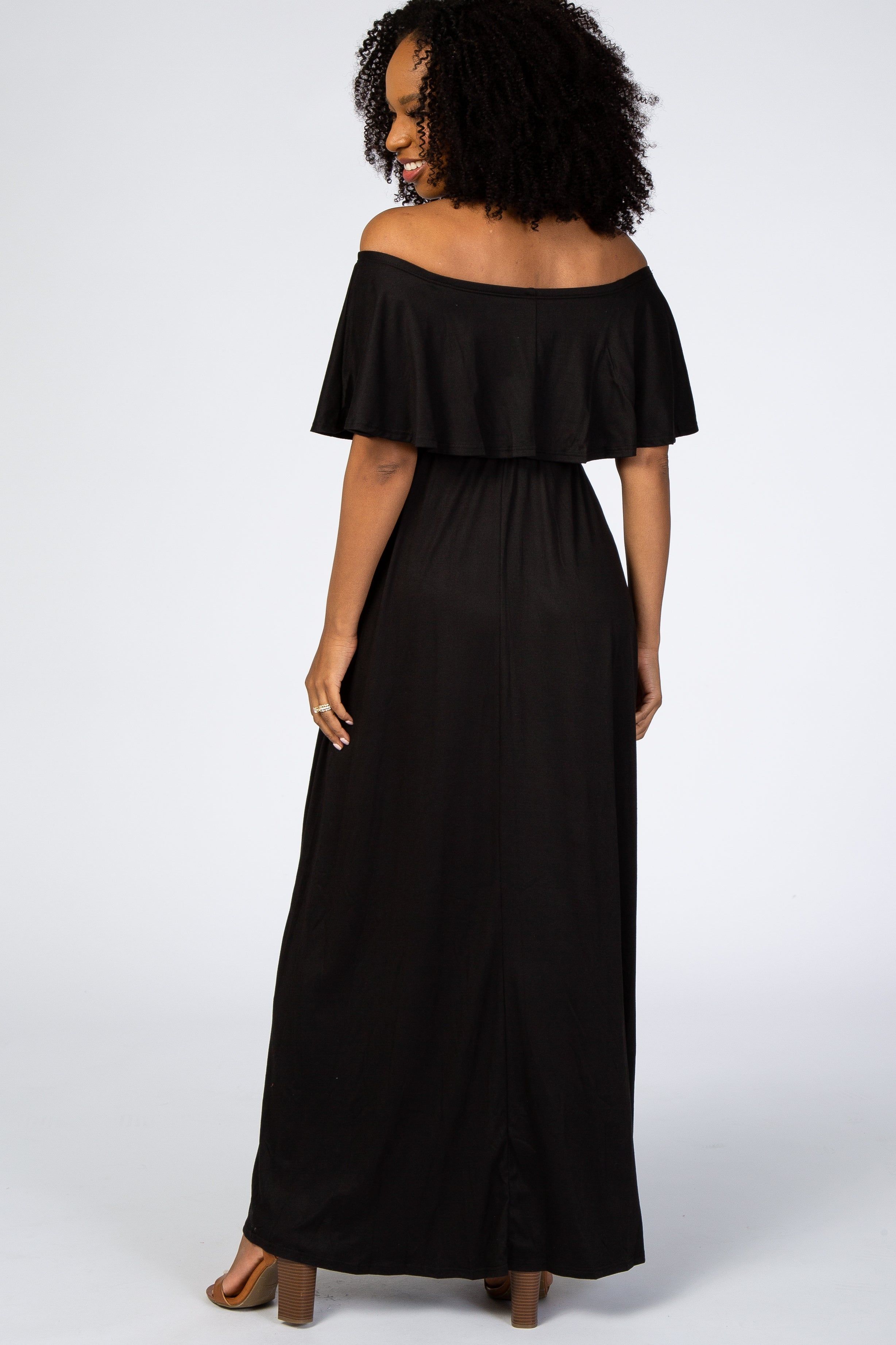 Black Off Shoulder Maxi Dress sold by Pinkblush product image thumbnail 3