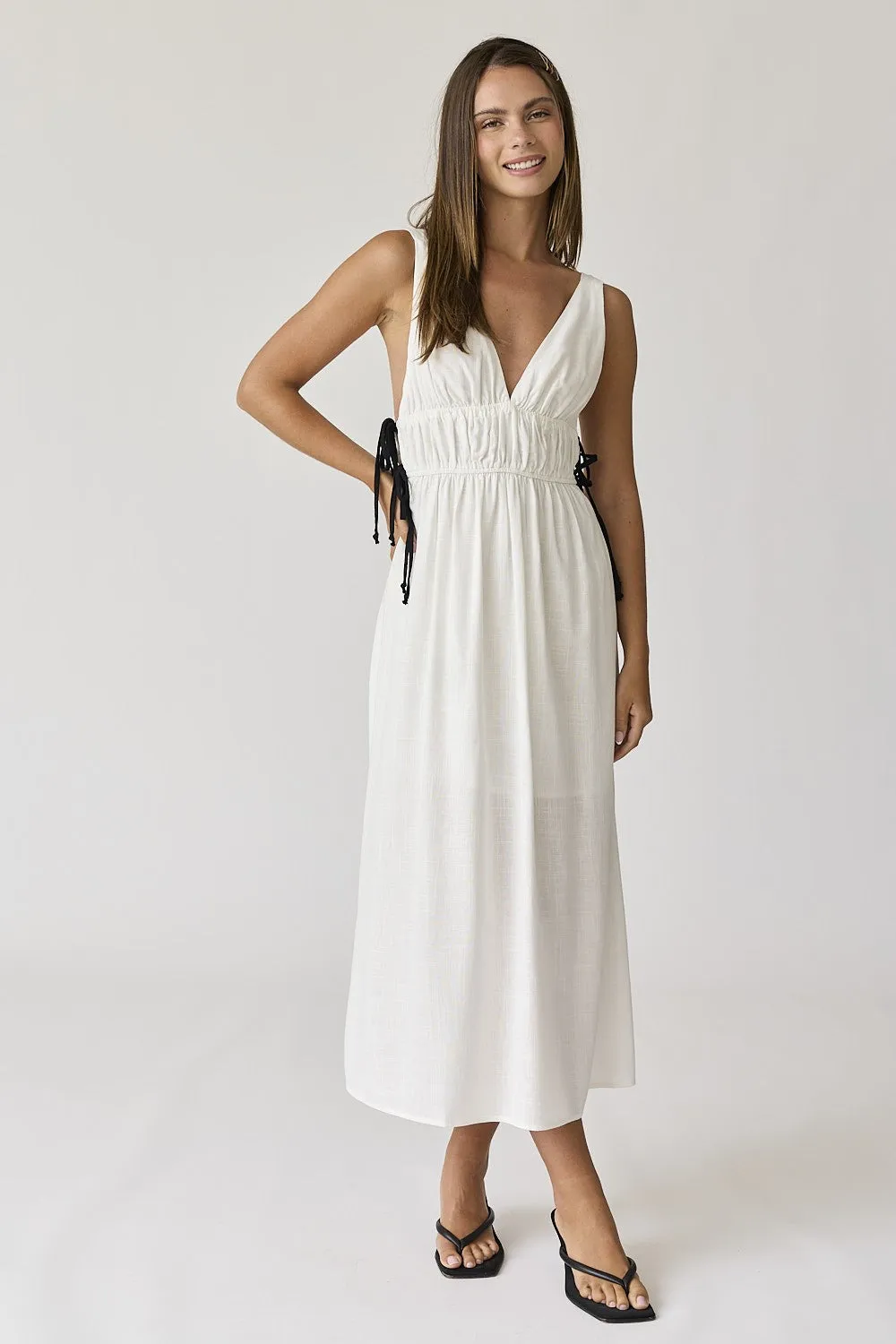 White V-Neck Maxi Dress sold by Pinkblush product image thumbnail 3