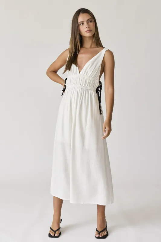 White V-Neck Maxi Dress sold by Pinkblush