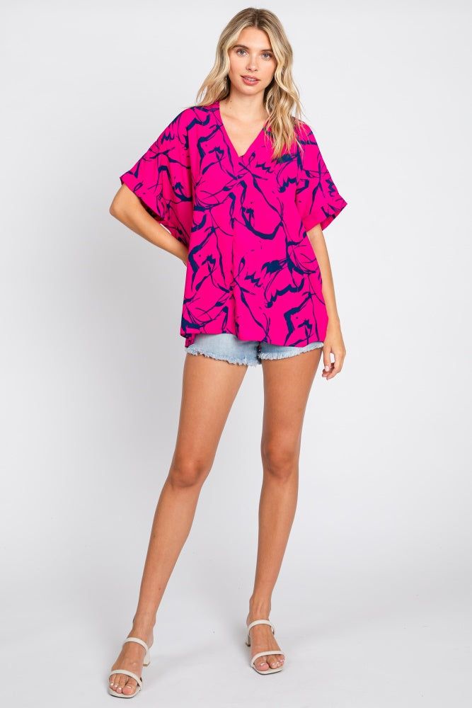 Magenta Printed V-Neck Top sold by Pinkblush product image thumbnail 4