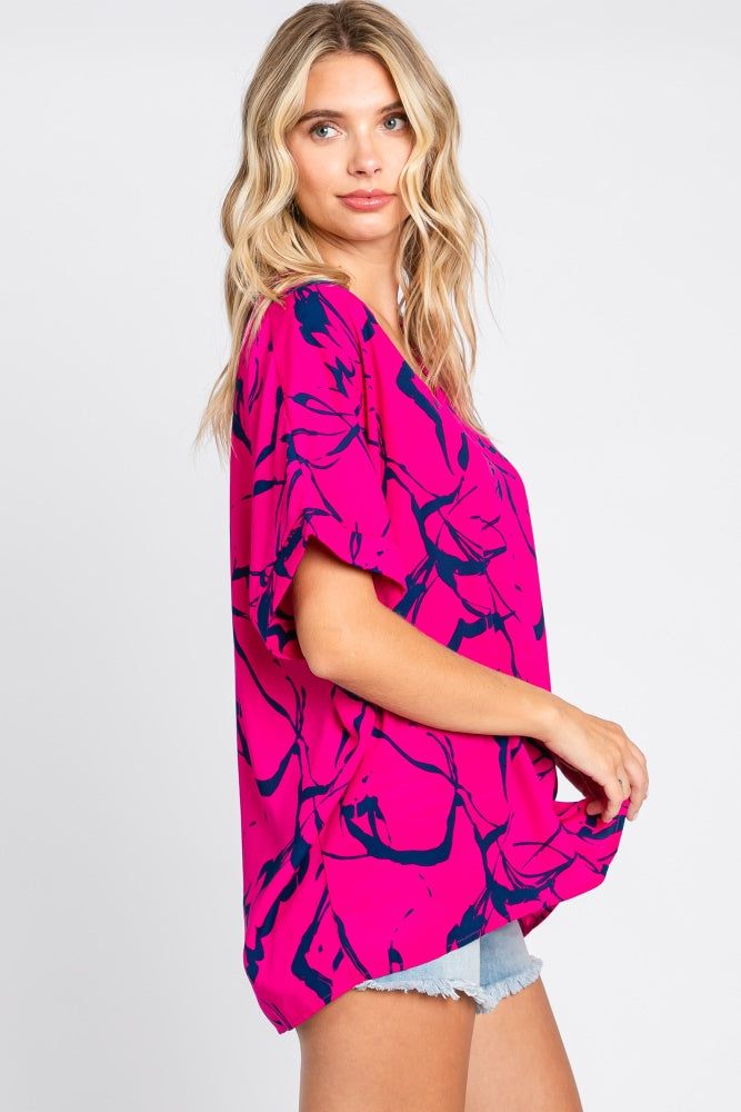 Magenta Printed V-Neck Top sold by Pinkblush product image thumbnail 2