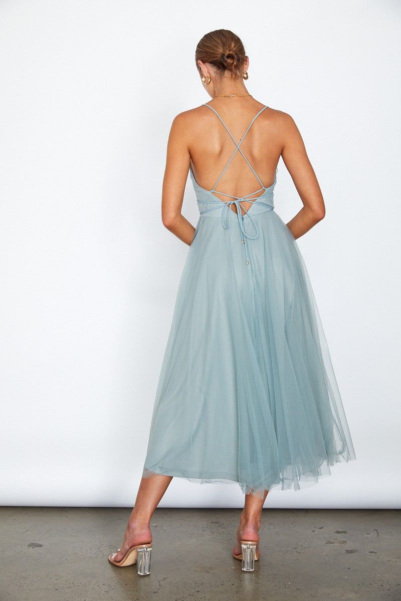 Sage Tulle Ballerina Midi Dress sold by Pinkblush product image thumbnail 4