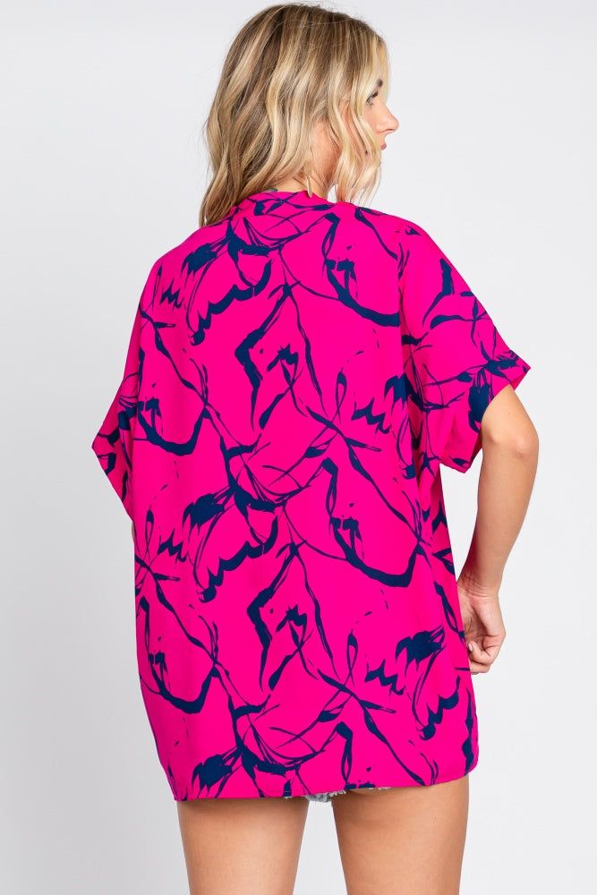 Magenta Printed V-Neck Top sold by Pinkblush product image thumbnail 3