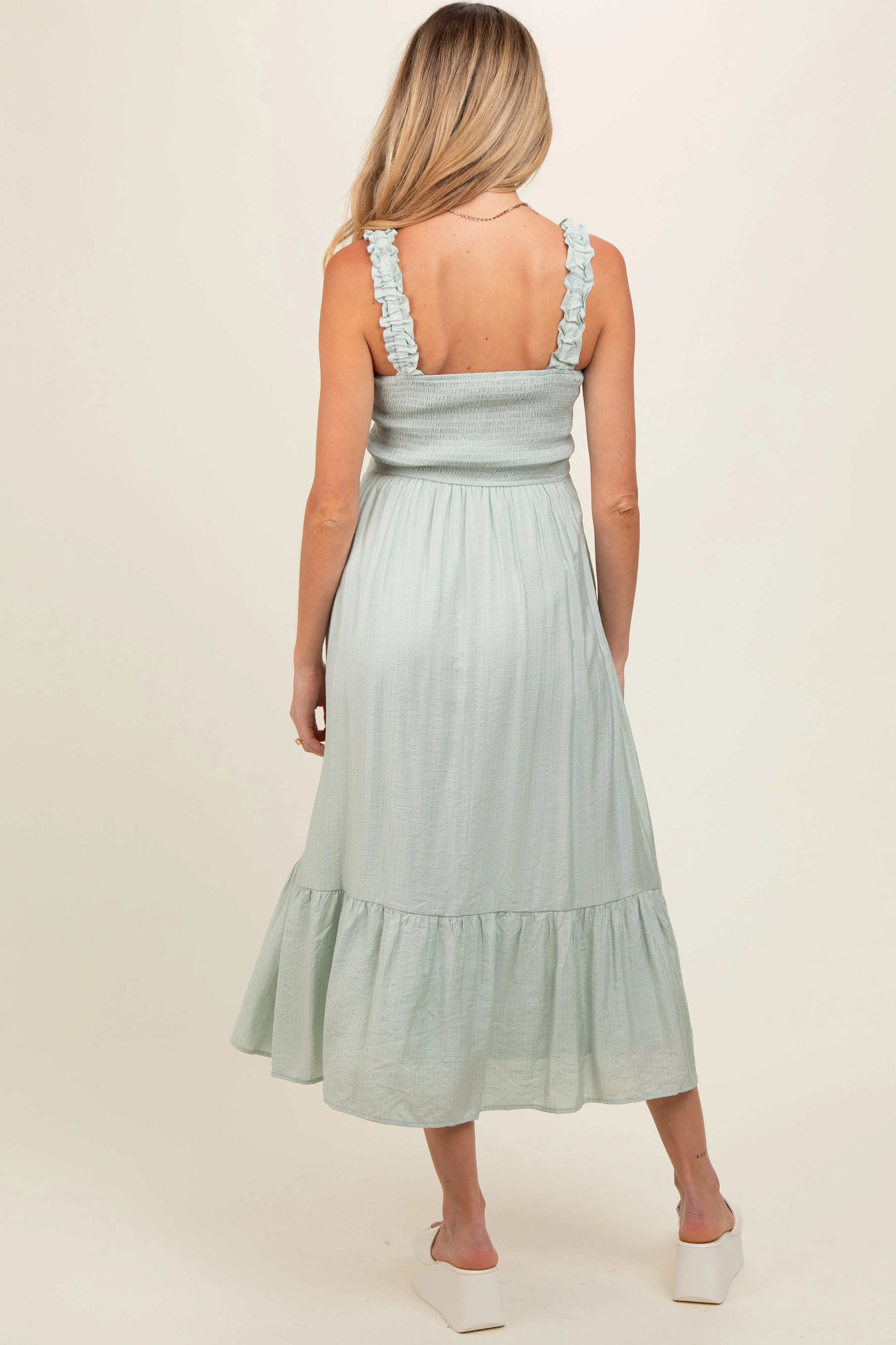 Mint Smocked Bodice Maternity Maxi Dress sold by Pinkblush product image thumbnail 3