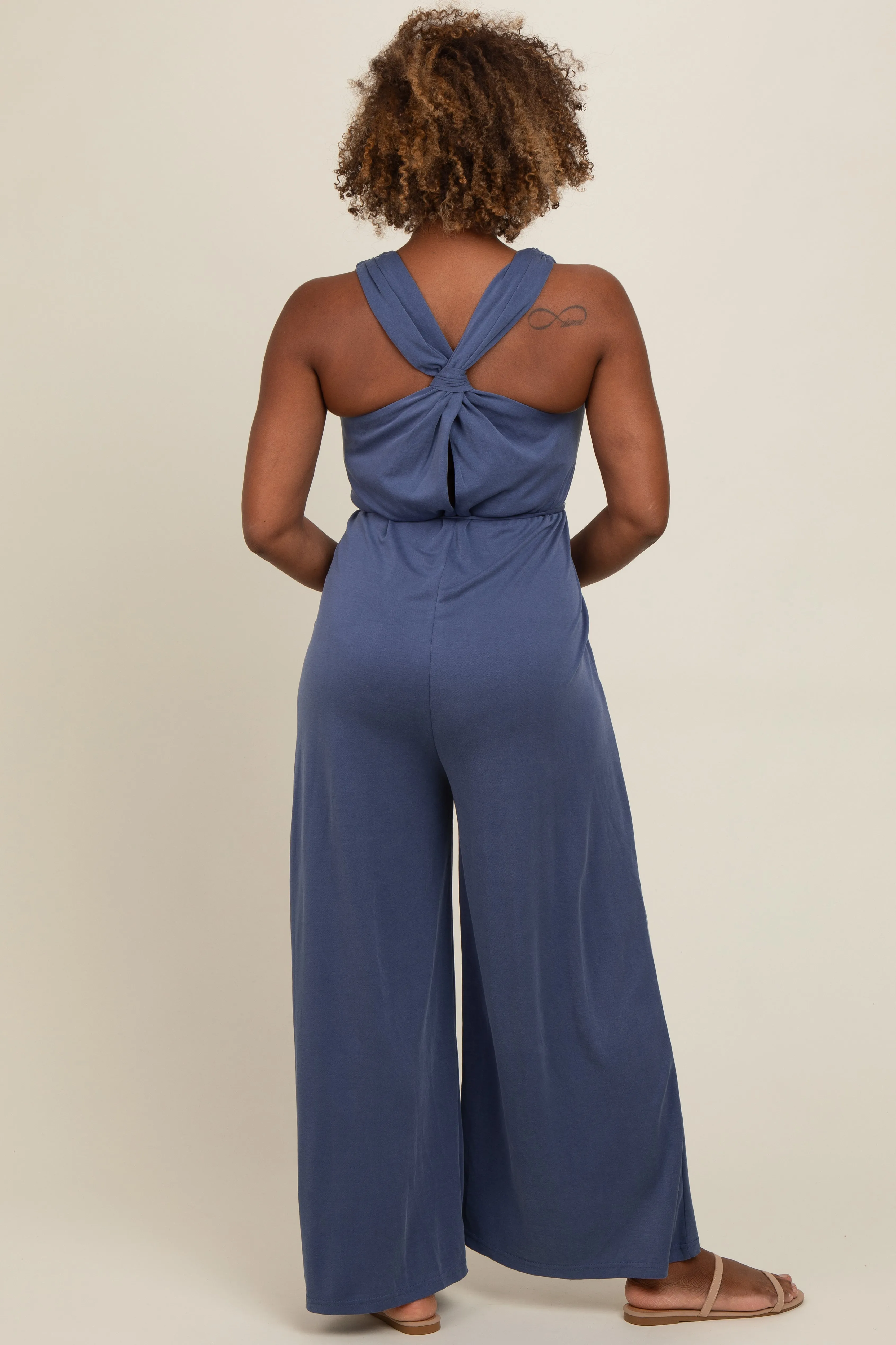 Blue Racerback Wide Leg Jumpsuit sold by Pinkblush product image thumbnail 4