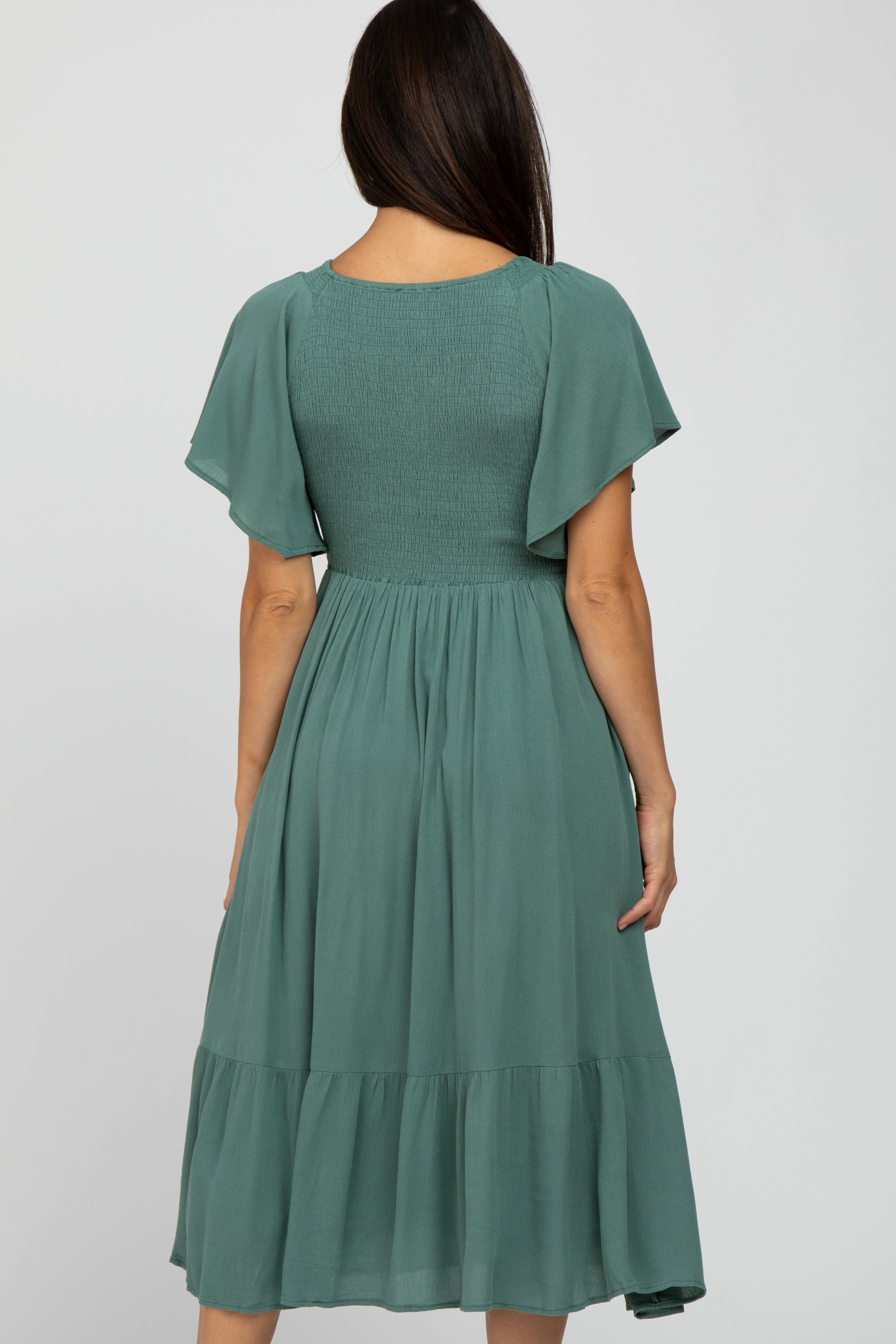 Mint Smocked Ruffle Dress sold by Pinkblush product image thumbnail 4