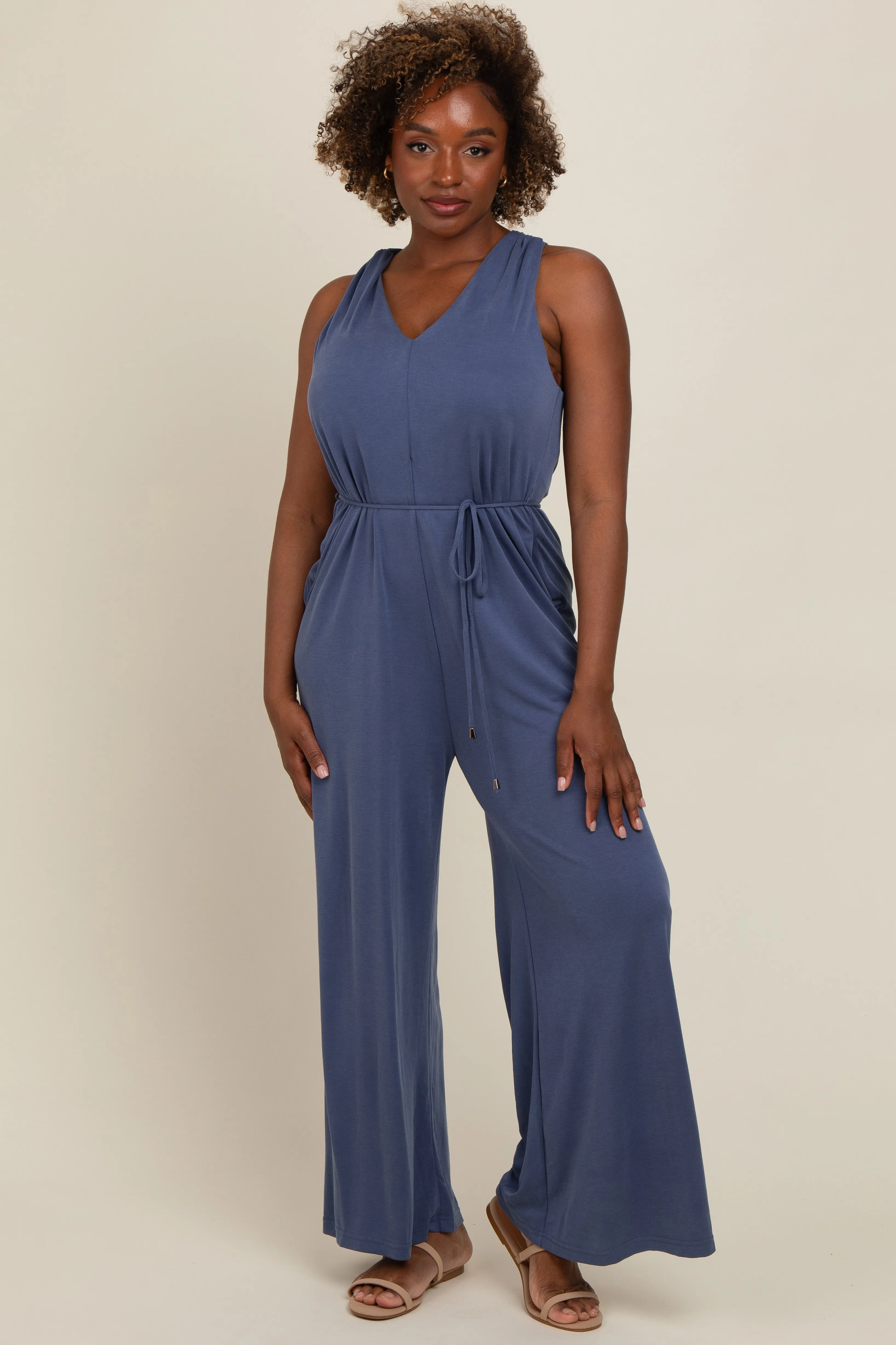 Blue Racerback Wide Leg Jumpsuit sold by Pinkblush product image thumbnail 2
