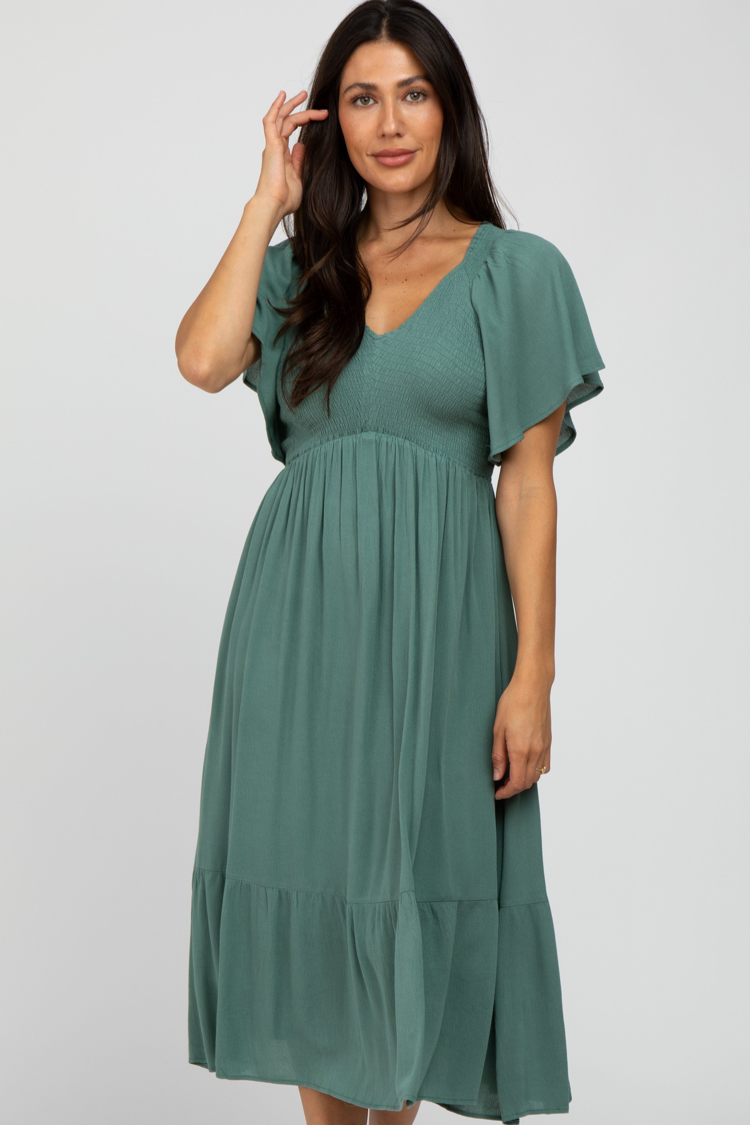 Mint Smocked Ruffle Dress sold by Pinkblush product image thumbnail 2