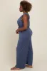 Blue Racerback Wide Leg Jumpsuit sold by Pinkblush