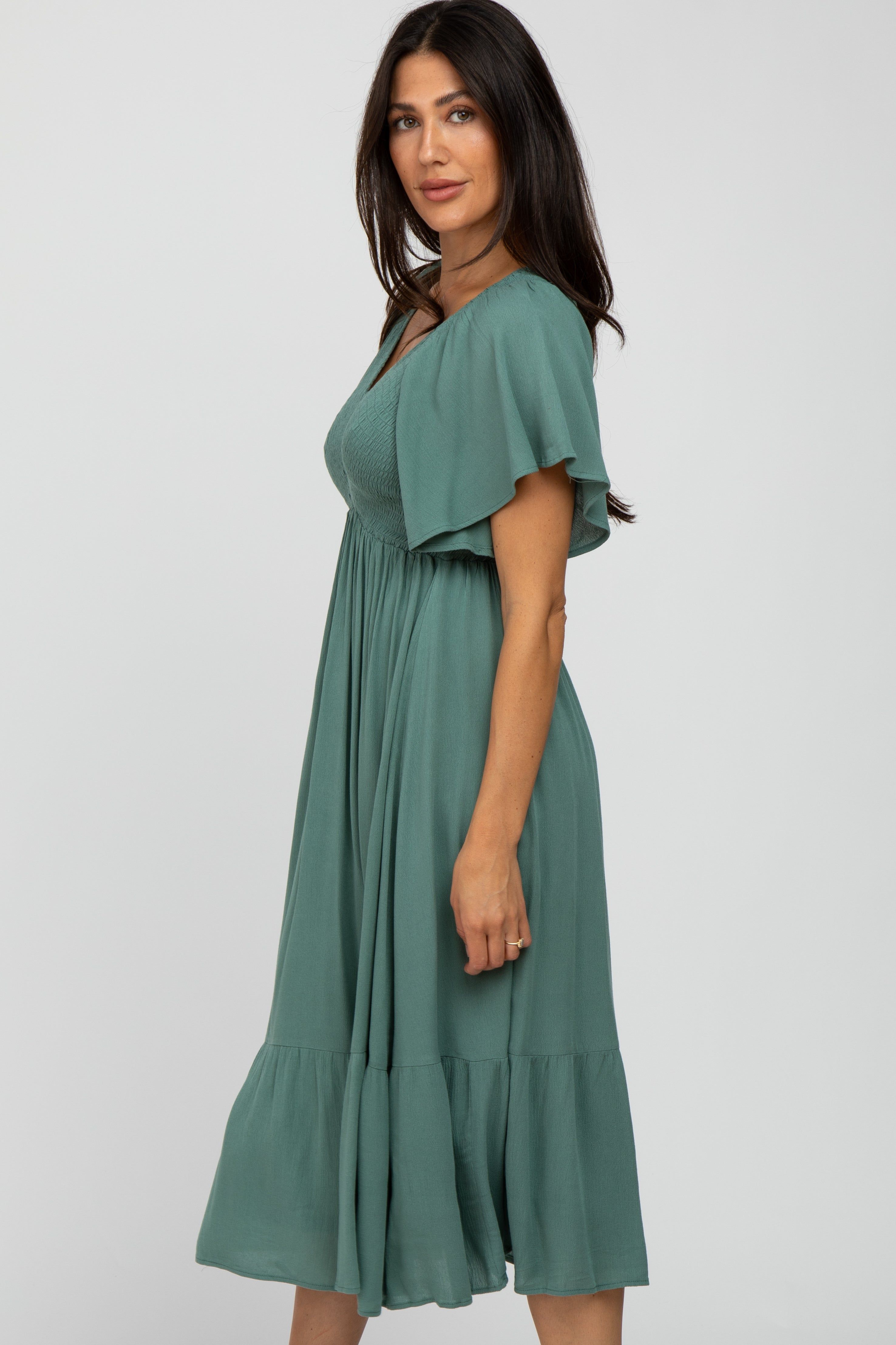 Mint Smocked Ruffle Dress sold by Pinkblush product image thumbnail 3