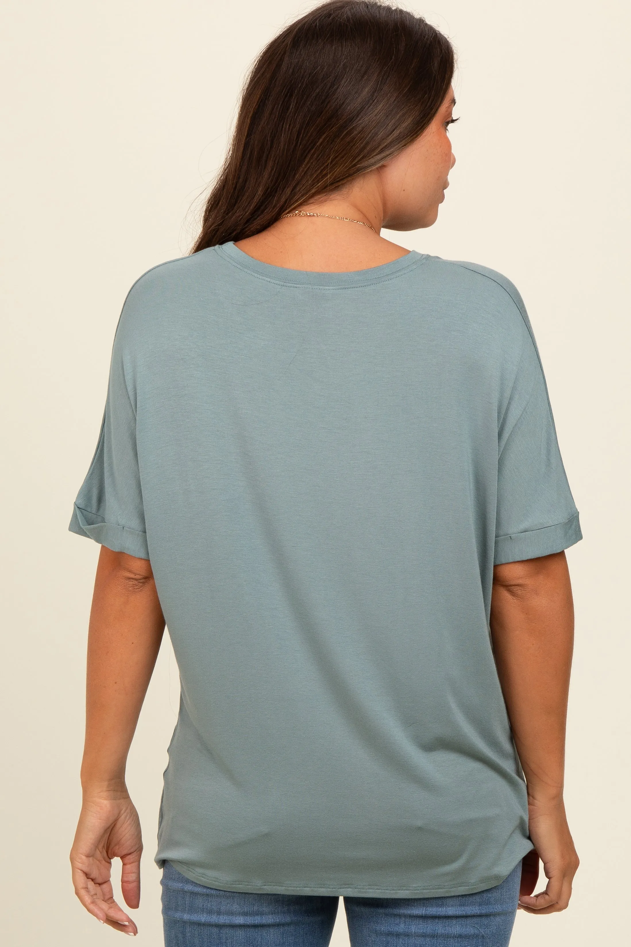 Light Olive Relaxed Fit Maternity T-Shirt sold by Pinkblush product image thumbnail 3