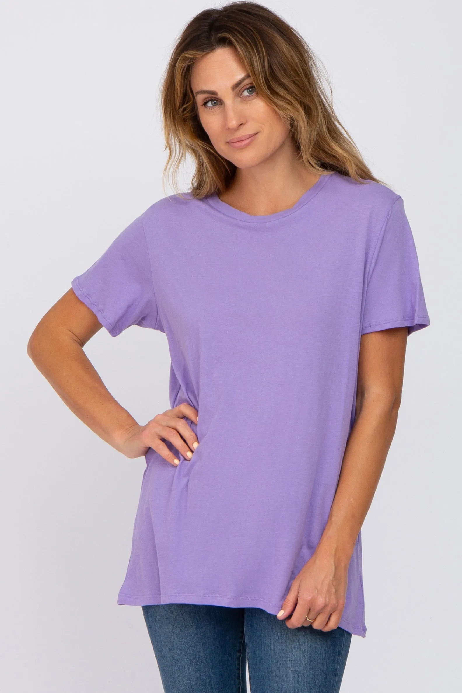Lavender Oversized Short Sleeve Top sold by Pinkblush
