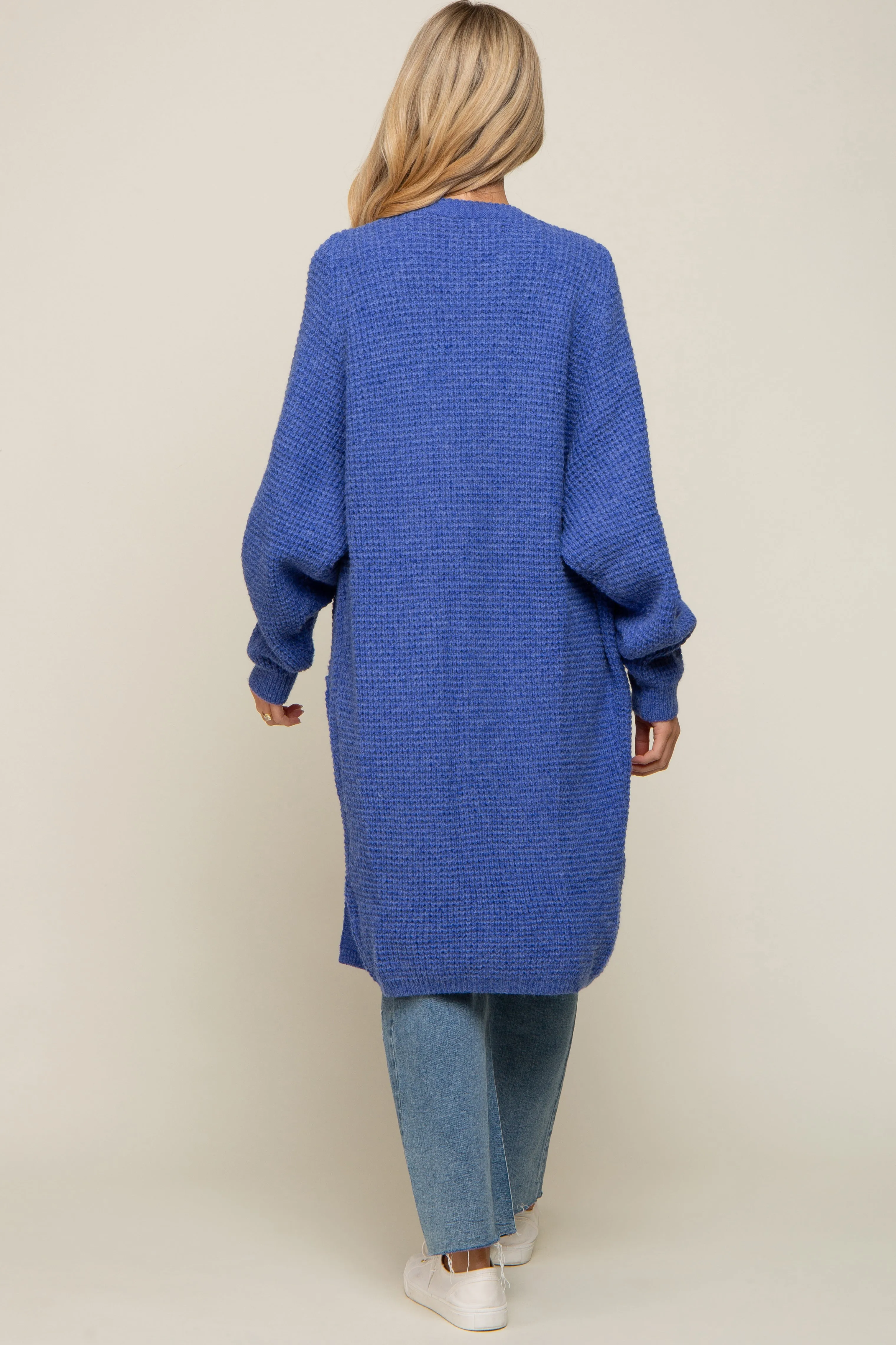 Blue Chunky Waffle Knit Maternity Cardigan sold by Pinkblush product image thumbnail 3