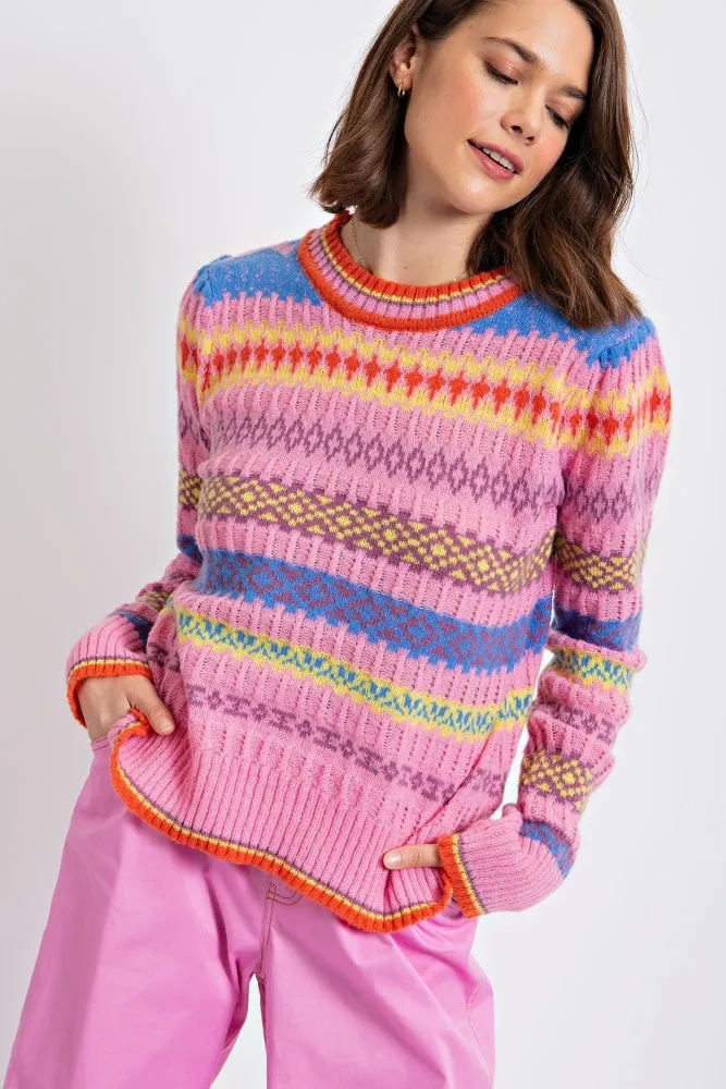 Soft Pink Pattern Knit Sweater sold by Pinkblush