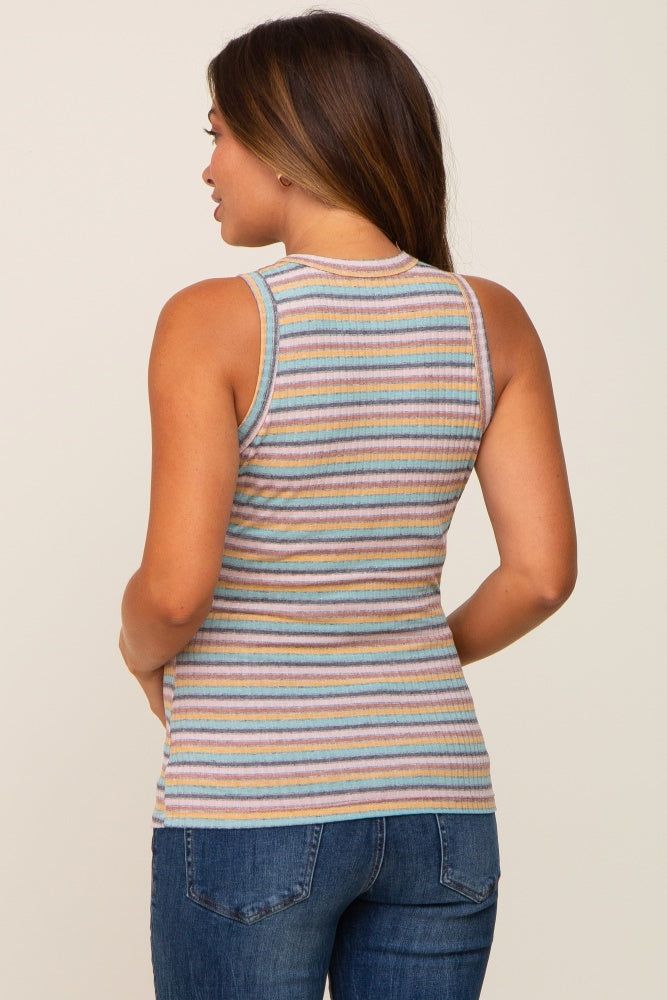 Mint Green Multi Colored Striped Maternity Tank Top sold by Pinkblush product image thumbnail 3
