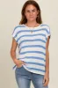 Blue Striped Knit Short Sleeve Top sold by Pinkblush