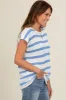 Blue Striped Knit Short Sleeve Top sold by Pinkblush