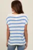 Blue Striped Knit Short Sleeve Top sold by Pinkblush