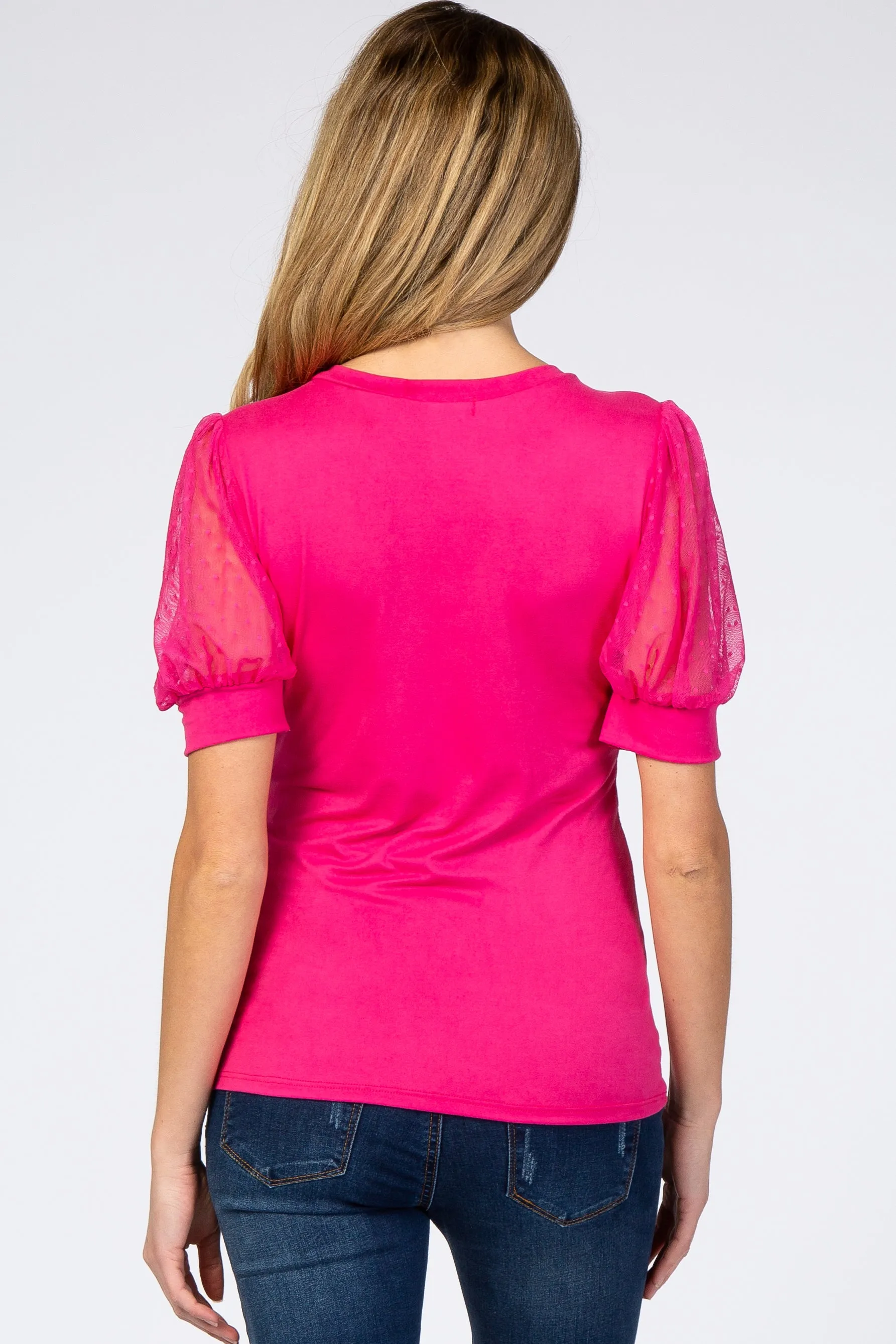 Fuchsia Mesh Sleeve Maternity Top sold by Pinkblush product image thumbnail 3
