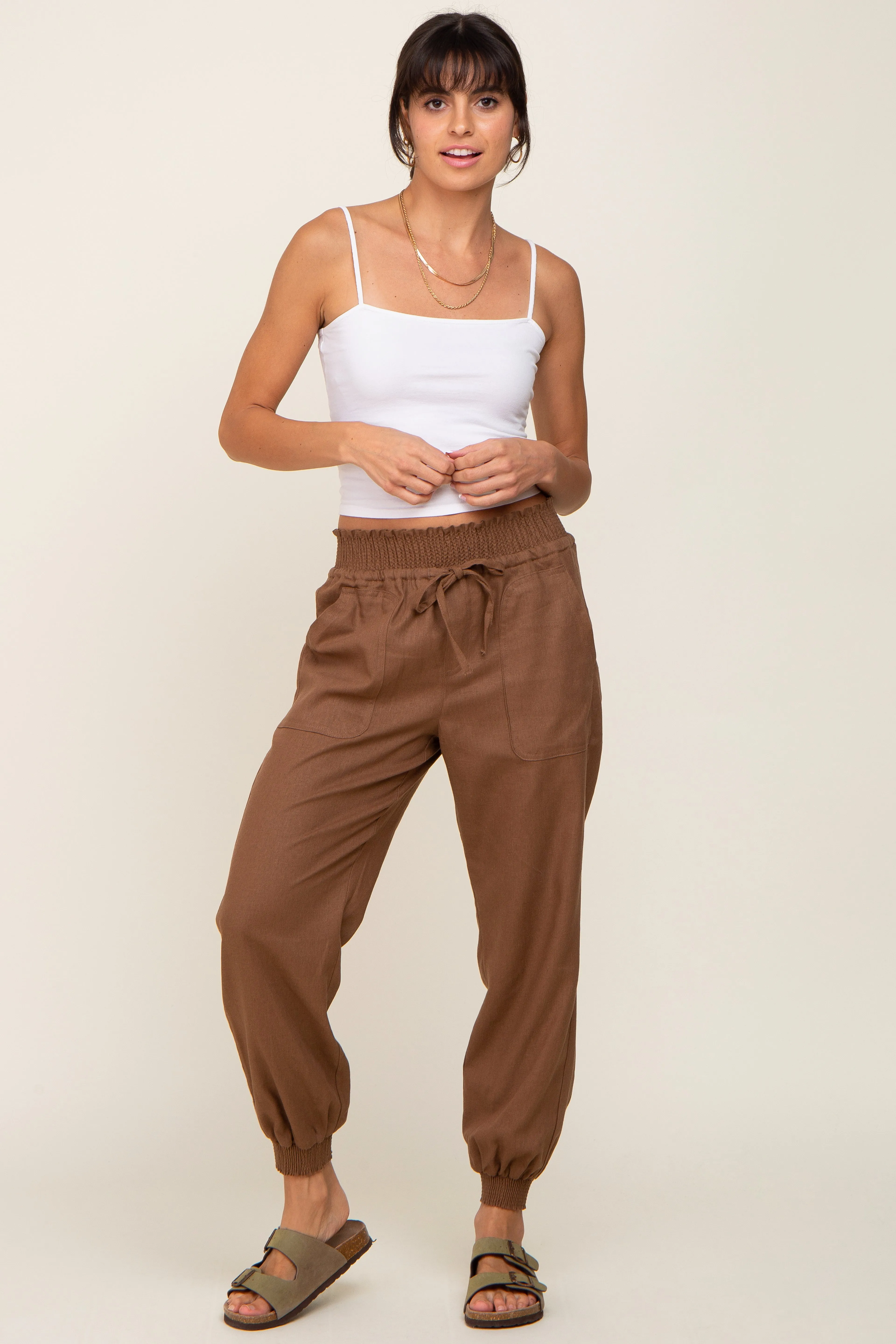 Brown Smocked Joggers sold by Pinkblush product image thumbnail 5