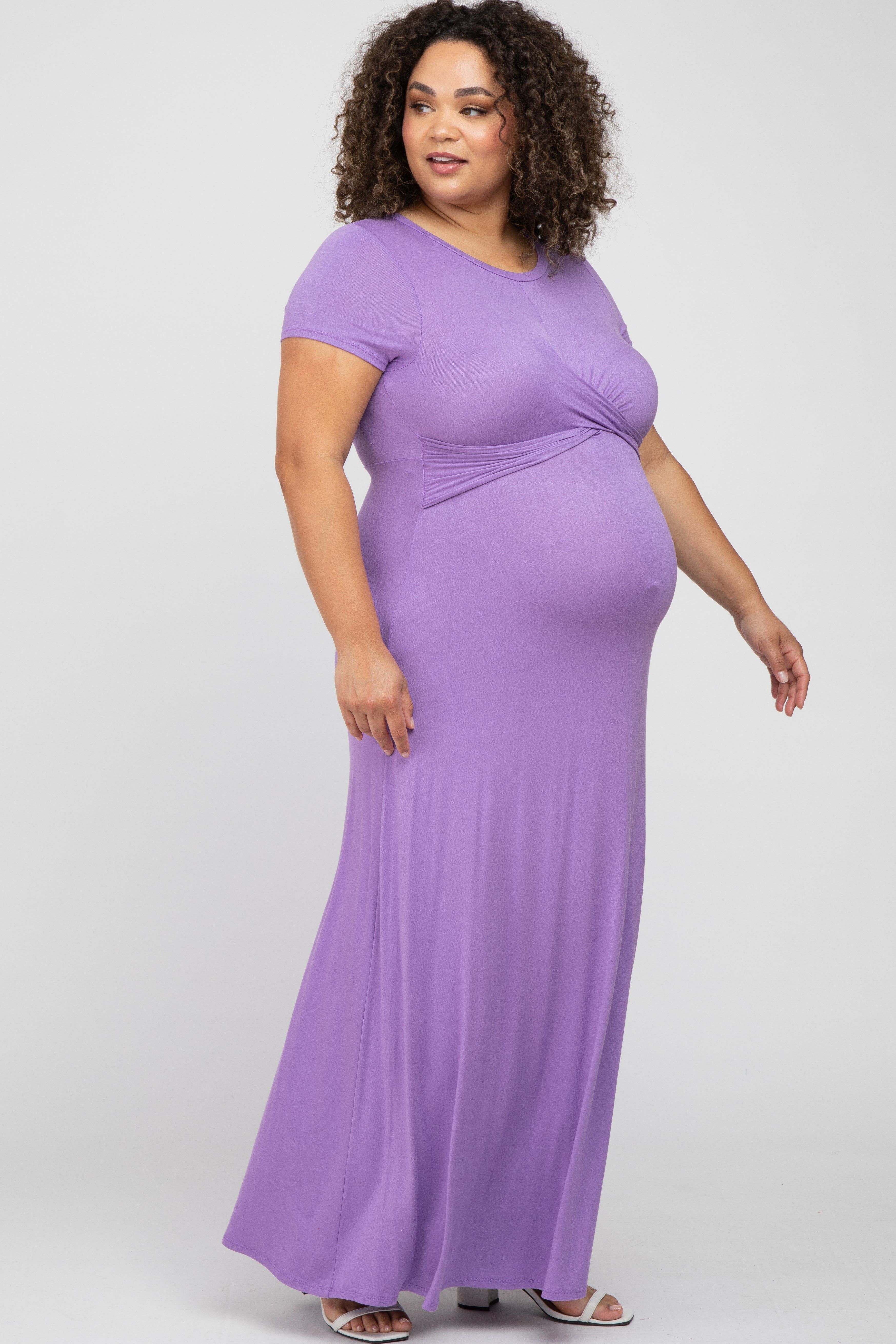 Lavender Twist Front Maternity Plus Maxi Dress sold by Pinkblush product image thumbnail 2