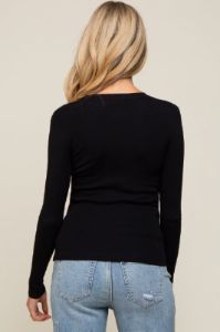 Black Knit Long Sleeve Maternity Top sold by Pinkblush