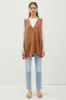 Pecan Oversize V-Neck Long Soft Sweater Vest With Pockets sold by Pinkblush