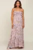 Pink Floral Ruffle Top Back Cutout Maternity Maxi Dress sold by Pinkblush