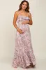Pink Floral Ruffle Top Back Cutout Maternity Maxi Dress sold by Pinkblush