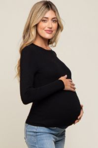 Black Knit Long Sleeve Maternity Top sold by Pinkblush
