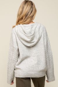 Grey Mixed Knit Maternity Hooded Sweater sold by Pinkblush