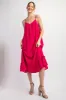 Fuchsia Button Front Pocketed Maternity Midi Dress sold by Pinkblush