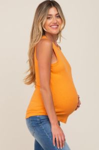 Orange Ribbed Basic Maternity Tank Top sold by Pinkblush