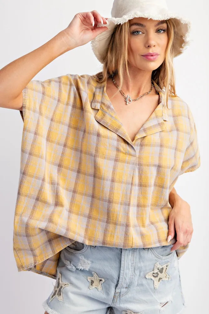 Mustard Mineral Washed Loose Fit Shirt sold by Pinkblush product image thumbnail 2