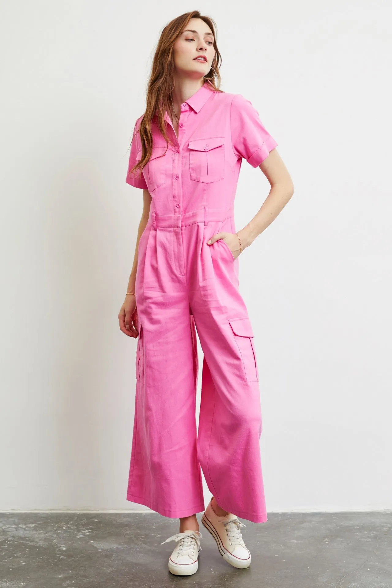 Hot Pink Utility Jumpsuit sold by Pinkblush