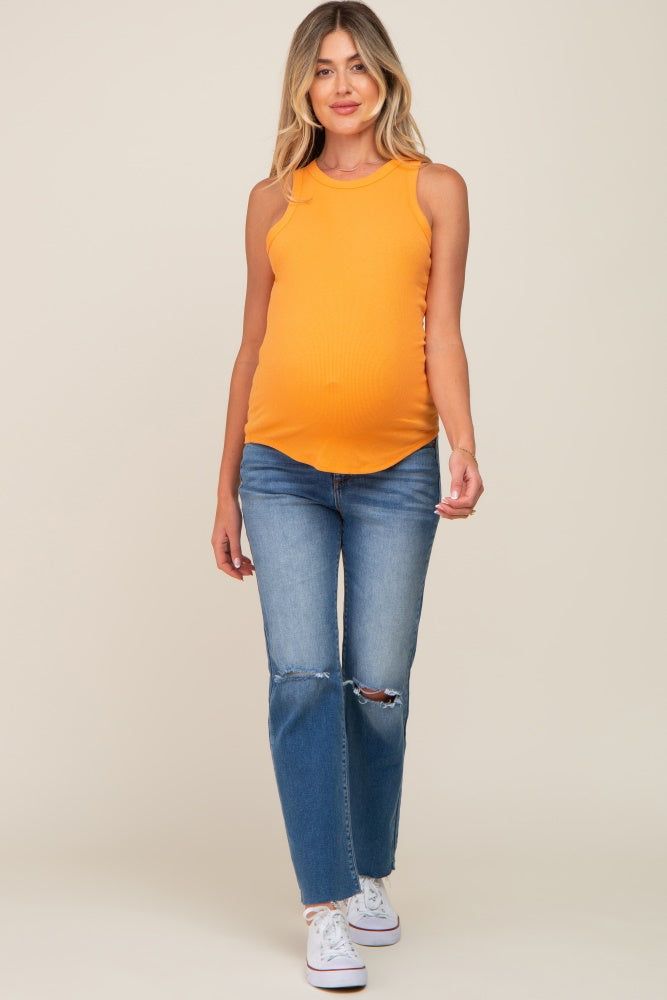 Orange Ribbed Basic Maternity Tank Top sold by Pinkblush product image thumbnail 4
