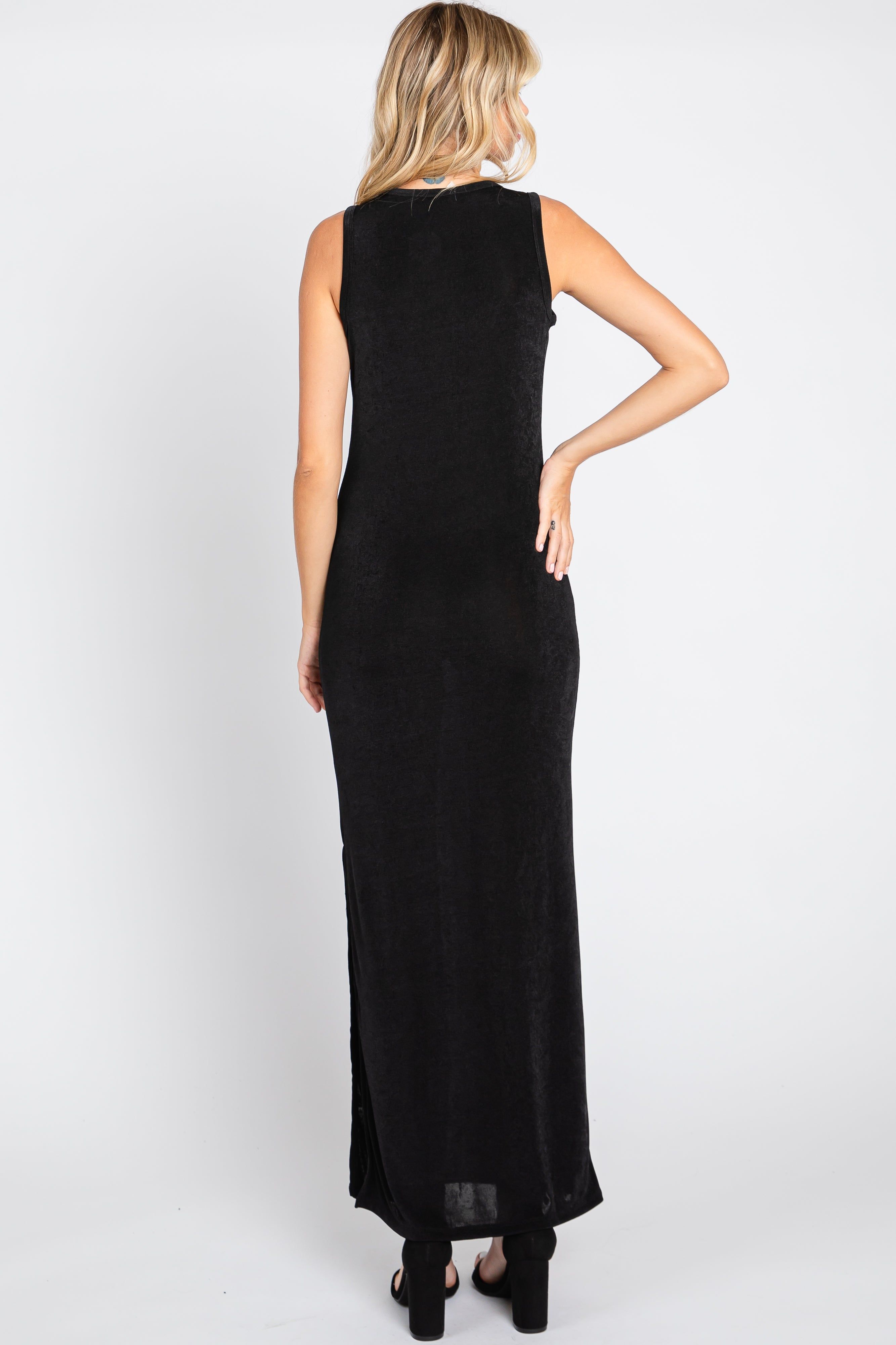 Black Side Slit Midi Dress sold by Pinkblush product image thumbnail 3
