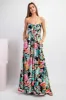 Black Floral Strapless Front Tie Jumpsuit sold by Pinkblush