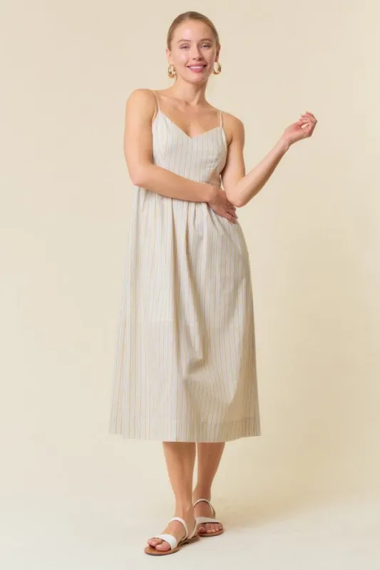 Yellow Blue Multi Colored Striped Cami Midi Dress sold by Pinkblush