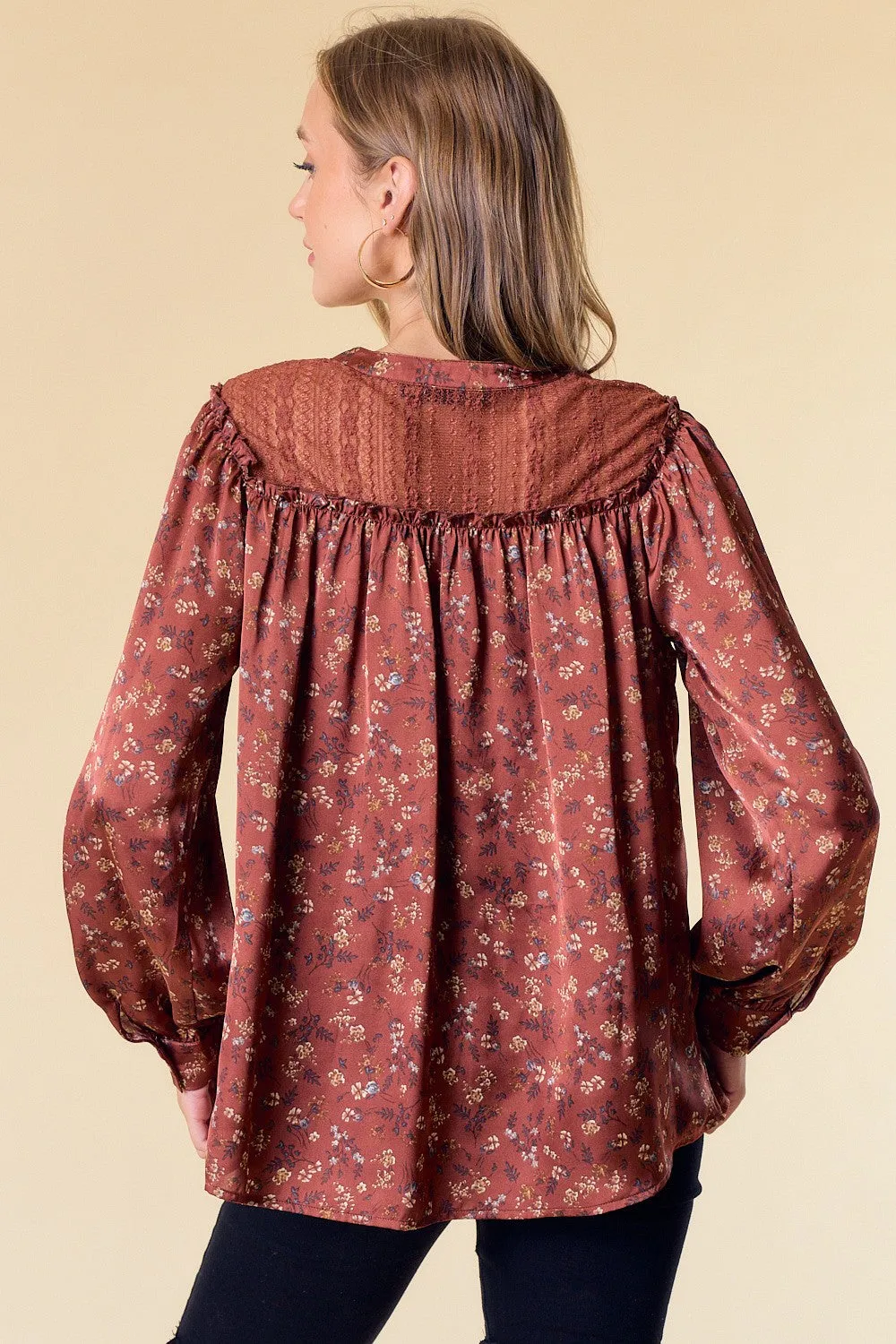 Rust Frilled Floral Blouse sold by Pinkblush product image thumbnail 3