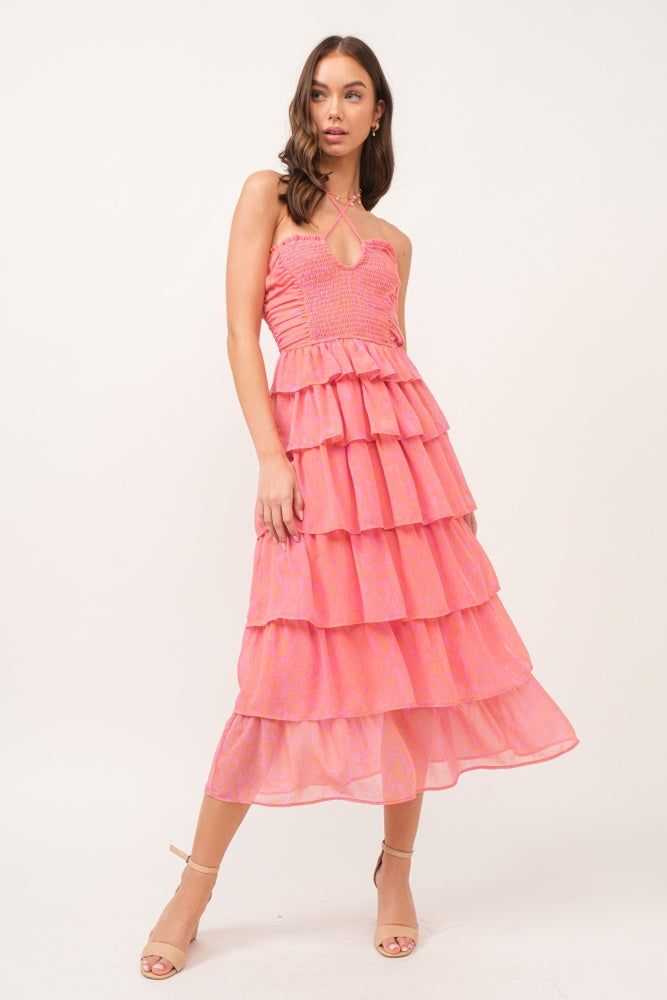 Pink Ruffle Maxi Dress sold by Pinkblush