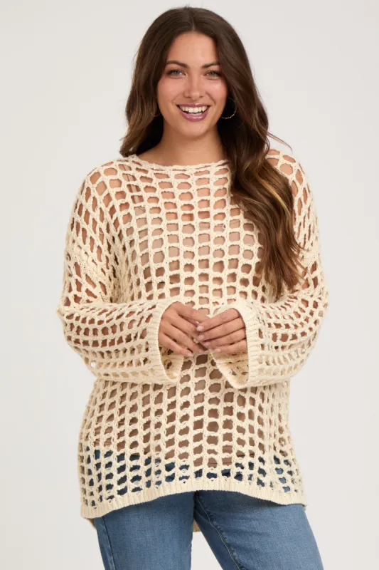 Cream Open Knit Maternity Top sold by Pinkblush