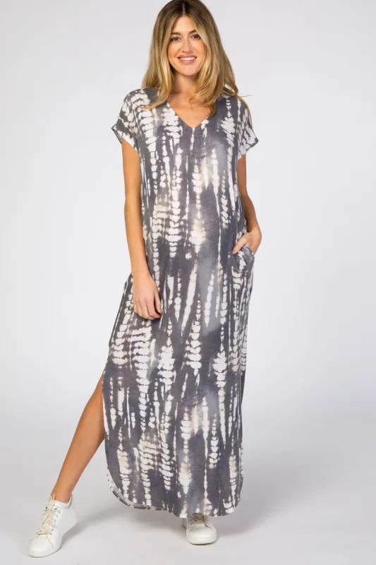 Charcoal Tie Dye Maternity Maxi Dress sold by Pinkblush