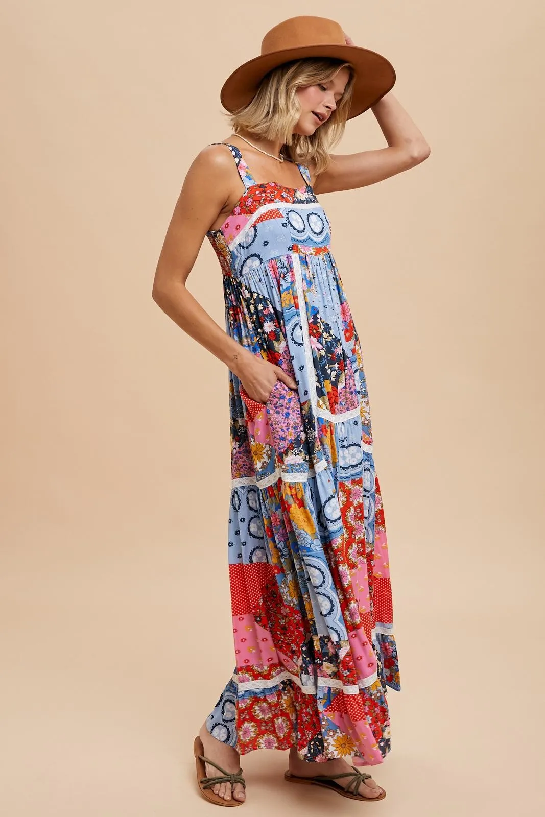 Multicolor Patchwork Floral Maxi Dress sold by Pinkblush product image thumbnail 3