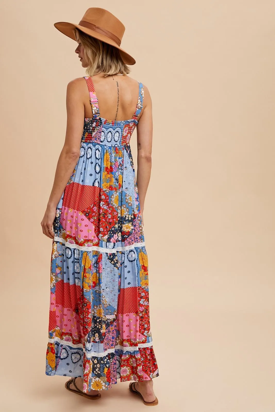 Multicolor Patchwork Floral Maxi Dress sold by Pinkblush product image thumbnail 4